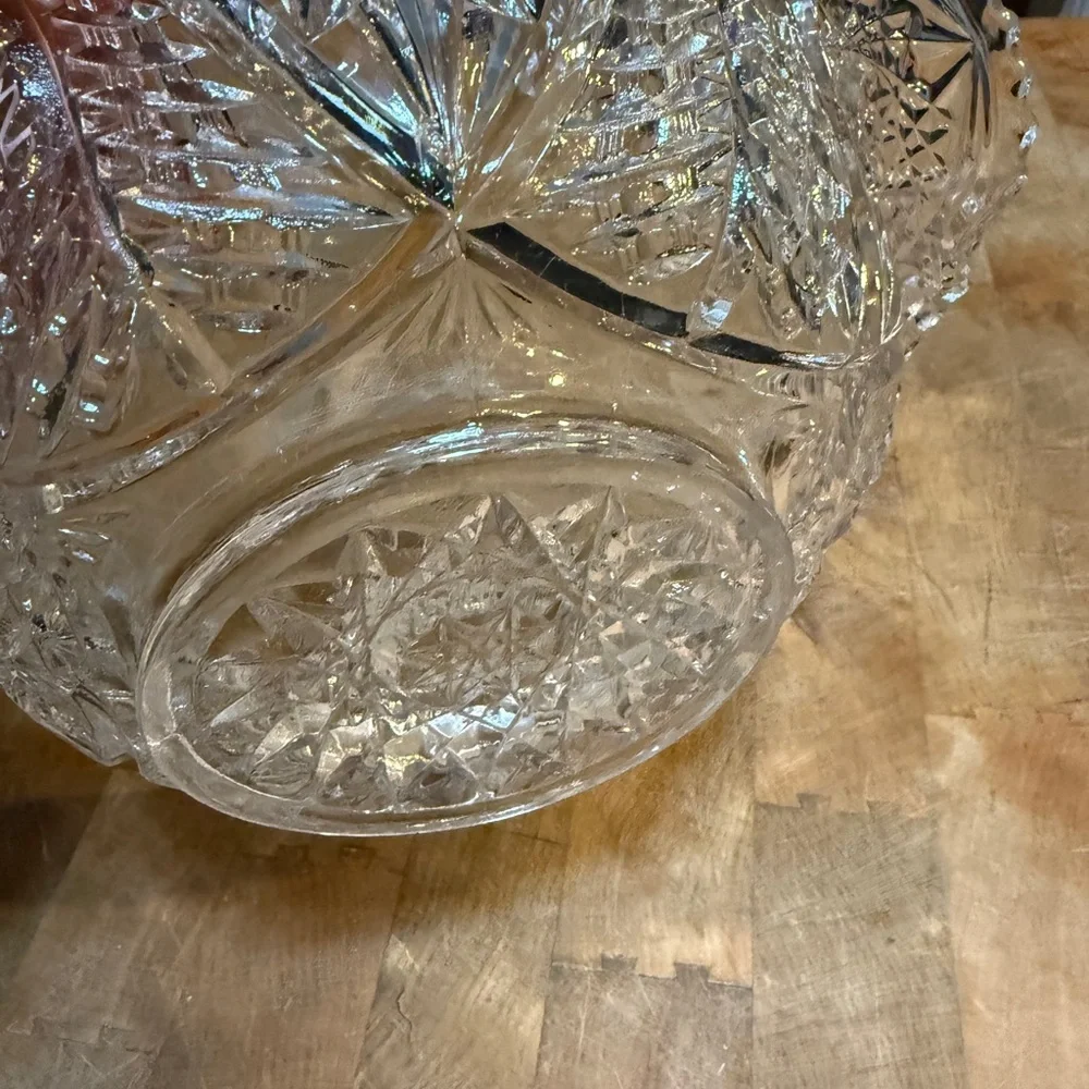 MCM Vintage Intricate Clear Glass Fruit Bowl Serving Dish
